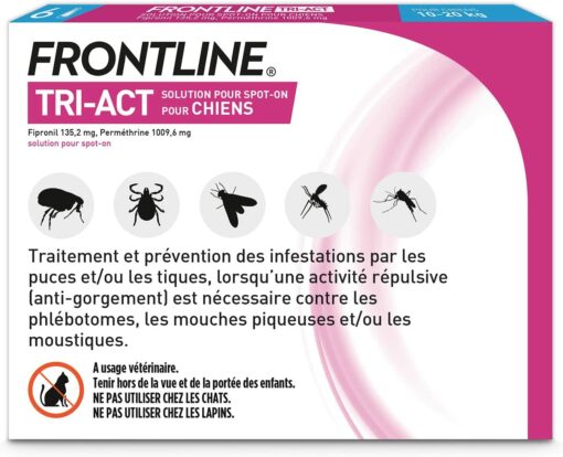 FRONTLINE TRI-ACT Chien - Anti-puces et anti-tiques pour chien - 2-5kg - 3 pipettes