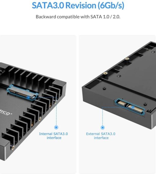 ORICO 2,5'' à 3,5'' Adaptateur de Montage pour Disque Dur SATA HHD/SSD supporto 2,5 Pouces 7/9,5/12,5 mm, Noir(1125SS) – Image 4