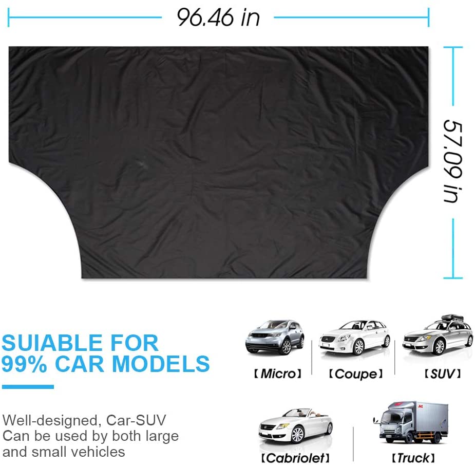 FRECOO Couverture Pare-Brise Voiture, Magnétique Bâche Pare Brise Protection Couverture Repliable, Universelle pour Voiture An – Image 7