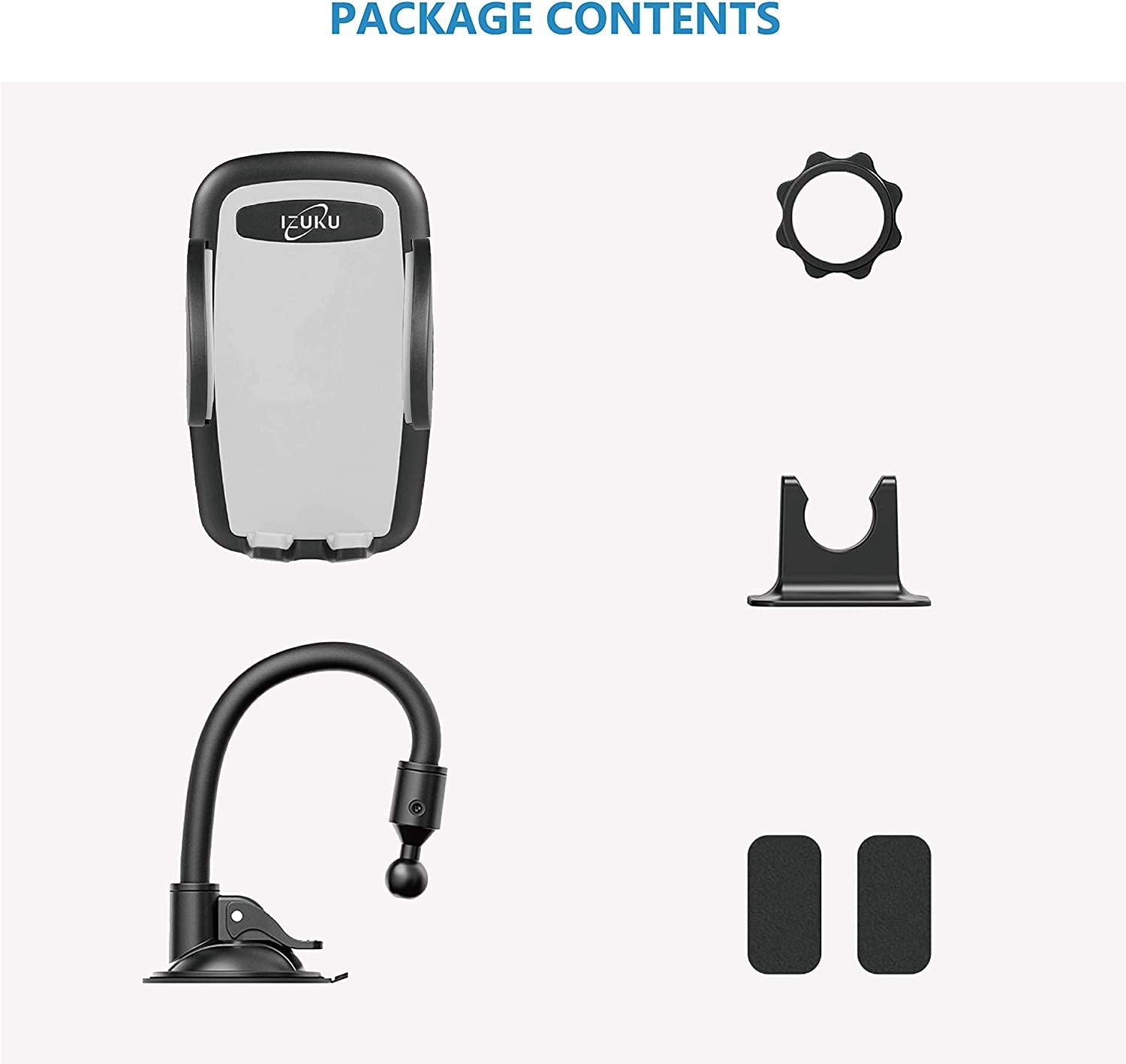 IZUKU Support Telephone Voiture Ventouse Support Portable Voiture pour Pare-Brise avec Rotation 360° pour Smartphone, GPS Appar – Image 6