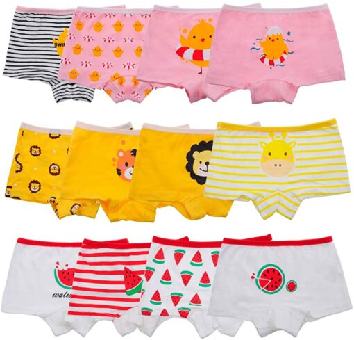 Anntry Enfants 12 Pièces Doux Culotte Confortable sous-vêtements Petites Filles Assorties Coton Culotte De Boyshort 2-12 Ans