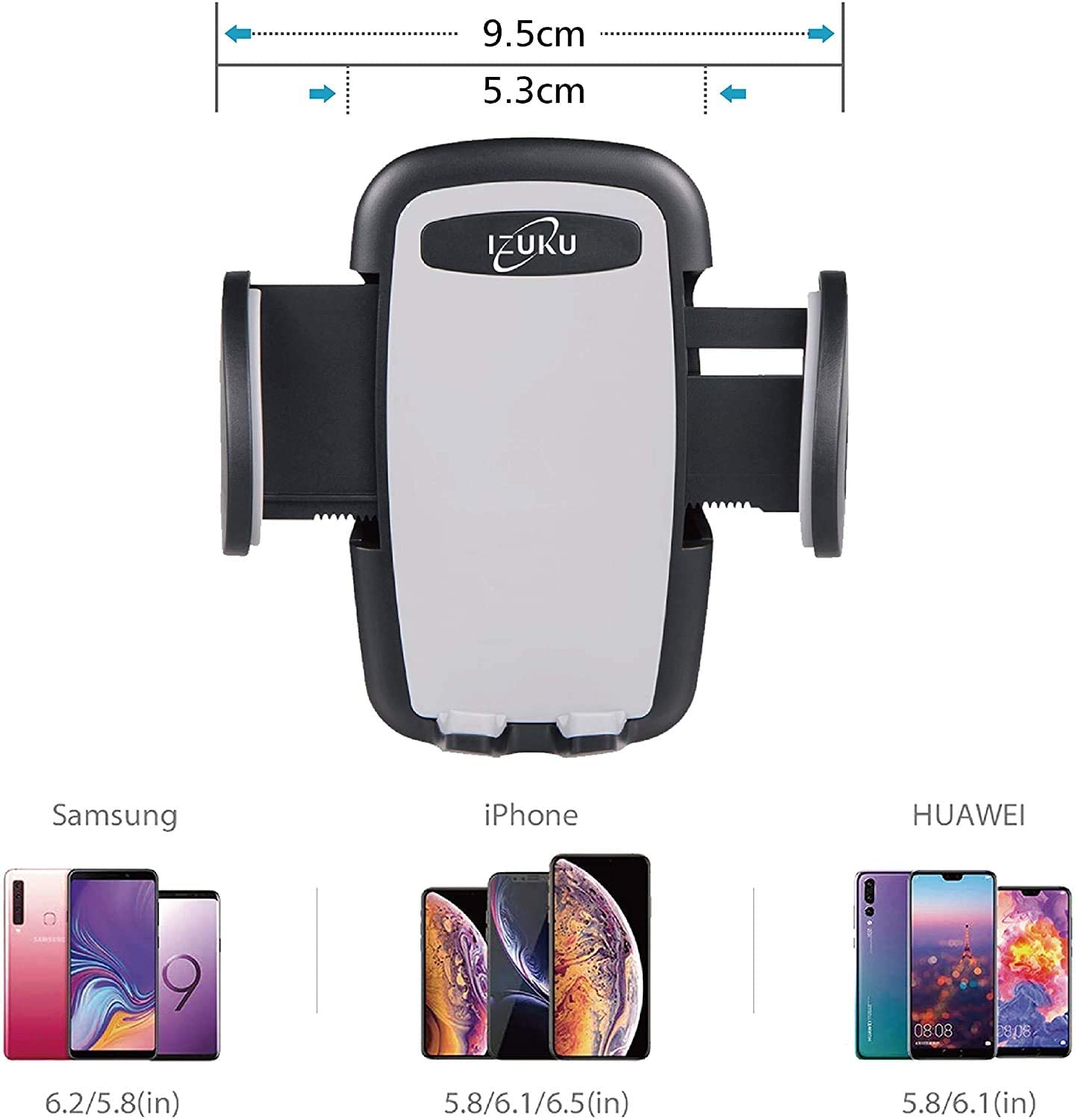 IZUKU Support Telephone Voiture Ventouse Support Portable Voiture pour Pare-Brise avec Rotation 360° pour Smartphone, GPS Appar – Image 5