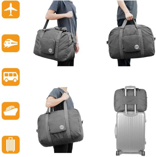 WANDF Foldable Travel Duffel Bag Sac de Voyage Pliable Sac de Sport Gym Résistant à l'eau Nylon – Image 169