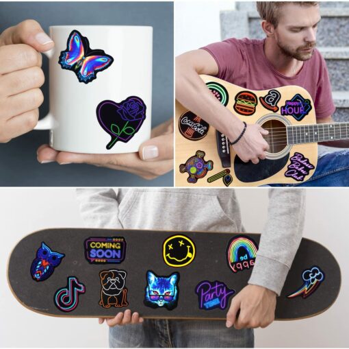 Stickers 200 Pcs Autocollants Marque Néons Sticker VSCO Waterproof Vinyle Stickers Aesthetic Pour Ordinateur Portable Skate Pho – Image 3