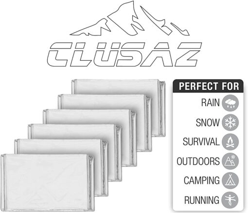 CLUSAZ® 6 Couvertures de Survie XL (210cm x 160cm) - Retient 90% de la Chaleur, Imperméable, Coupe-Vent, Parfait pour le Ski, – Image 9