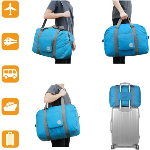 WANDF Foldable Travel Duffel Bag Sac de Voyage Pliable Sac de Sport Gym Résistant à l'eau Nylon – Image 71