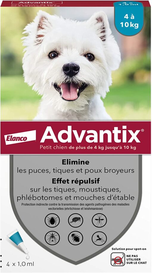 ADVANTIX Très Petit Chien – Anti-Puces et Anti-Tiques – 1.5-4KG – 4 Pipettes – Image 20