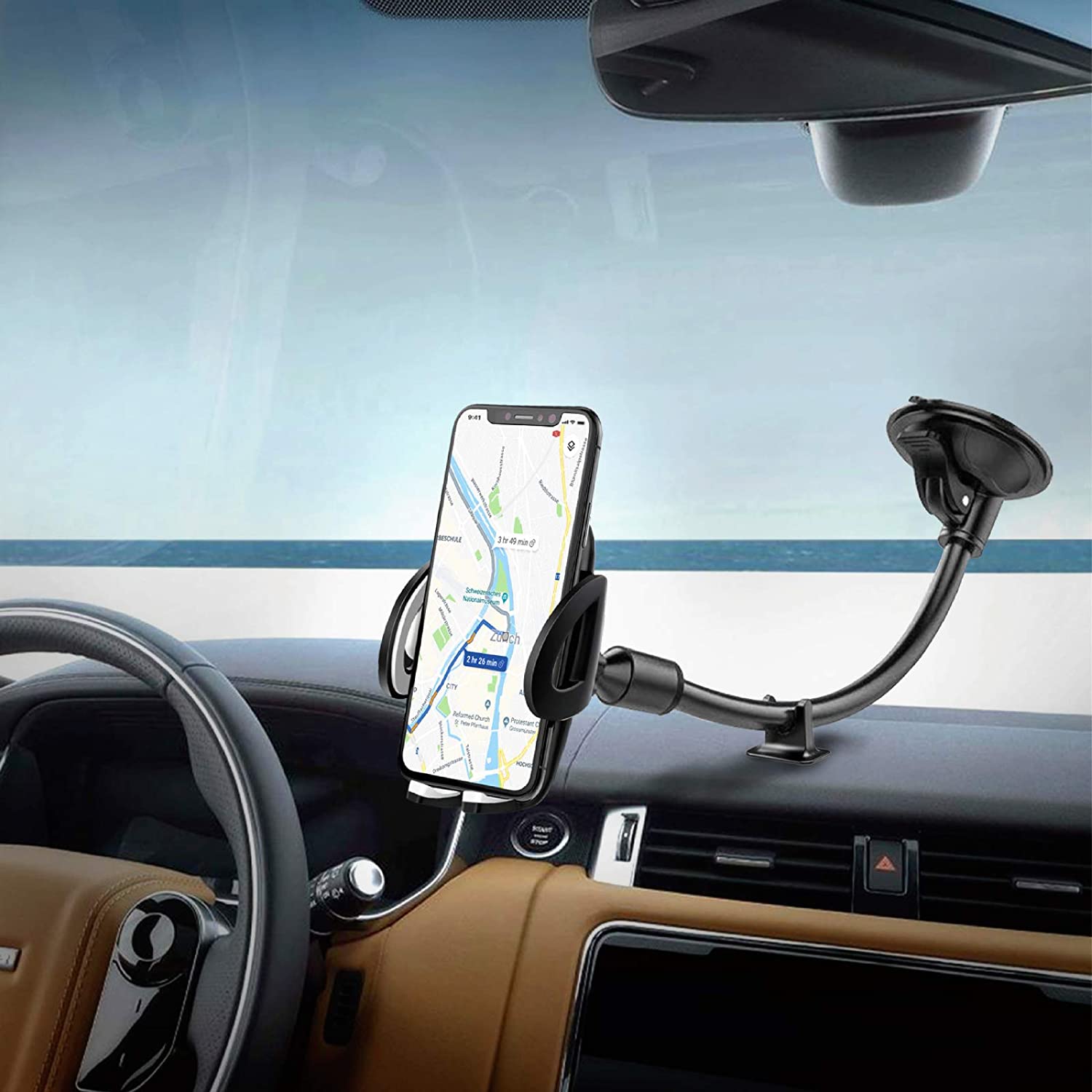 IZUKU Support Telephone Voiture Ventouse Support Portable Voiture pour Pare-Brise avec Rotation 360° pour Smartphone, GPS Appar – Image 7