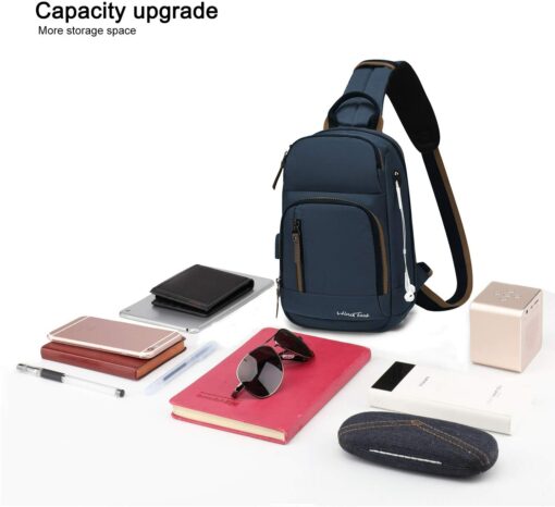 Wind Took Sac de Poitrine pour Homme Sac Bandoulière avec Chargement USB Sacoche Bandoulière Sac Porté Épaule Vélo Collège – Image 24