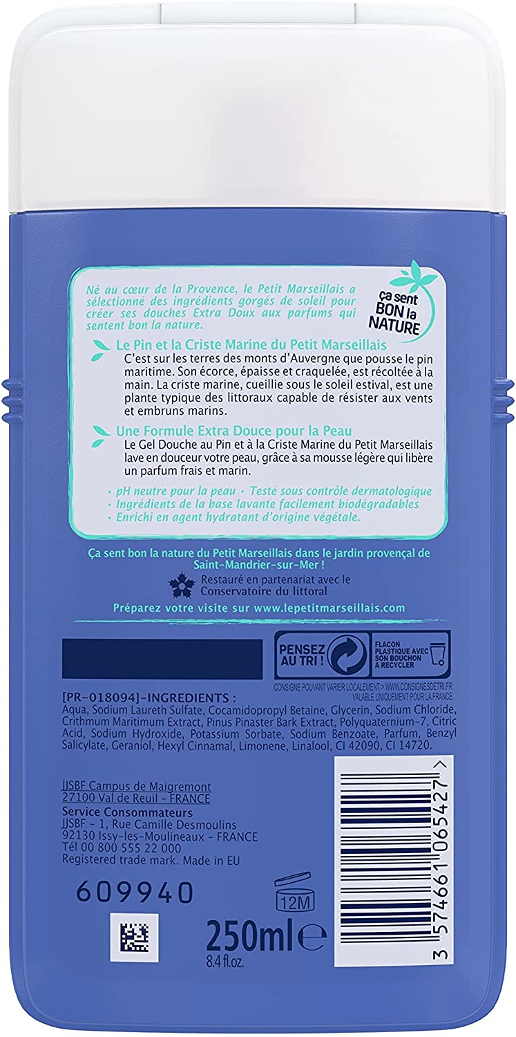 Le Petit Marseillais Gel Douche Extra Doux Pêche Blanche Nectarine (Lot de 12X250ML) – Image 16