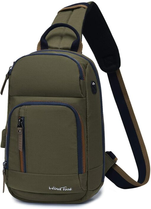 Wind Took Sac de Poitrine pour Homme Sac Bandoulière avec Chargement USB Sacoche Bandoulière Sac Porté Épaule Vélo Collège – Image 56