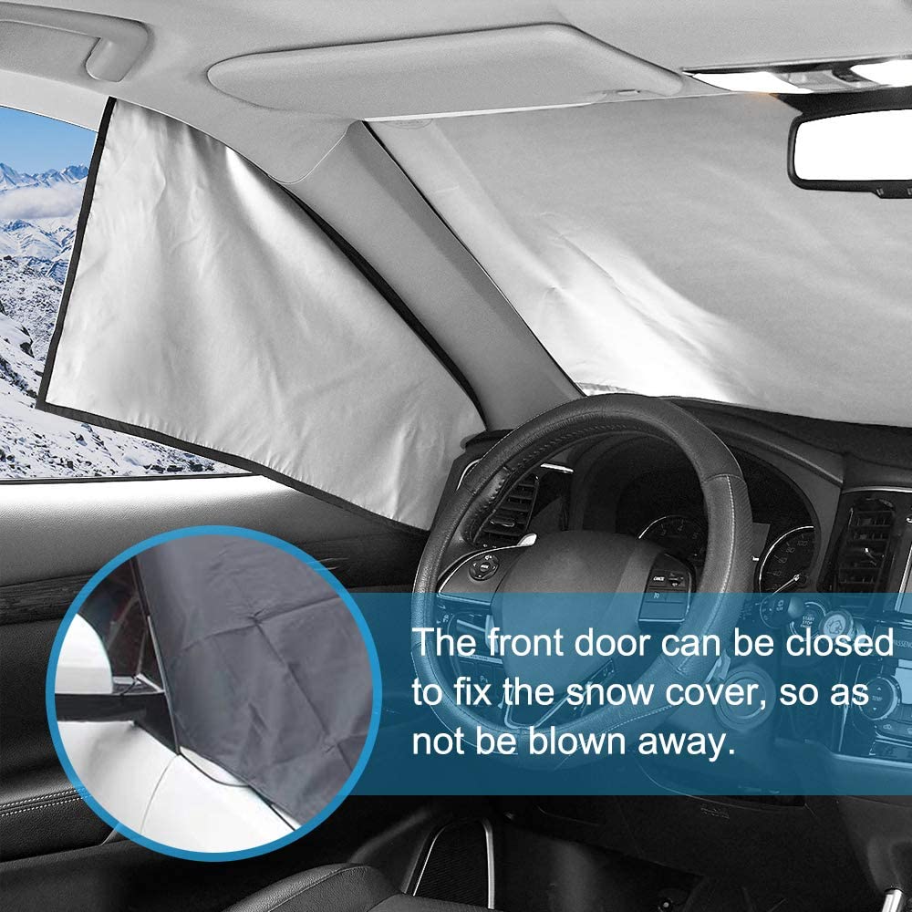 FRECOO Couverture Pare-Brise Voiture, Magnétique Bâche Pare Brise Protection Couverture Repliable, Universelle pour Voiture An – Image 4