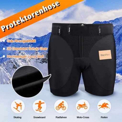 BenKen Short de Protection Hip Pad Pantalon de Protection pour Cyclisme Patinage Snowboard Skating Ski Roller Vélo VTT Homme et – Image 2