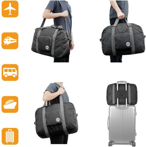 WANDF Foldable Travel Duffel Bag Sac de Voyage Pliable Sac de Sport Gym Résistant à l'eau Nylon – Image 19