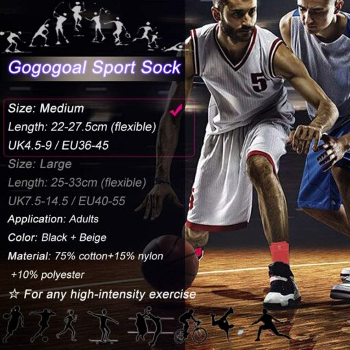 Gogogoal Chaussette de sport antidérapante pour hommes femmes, epaisse respirant athlétisme Chaussettes pour football basketba – Image 5