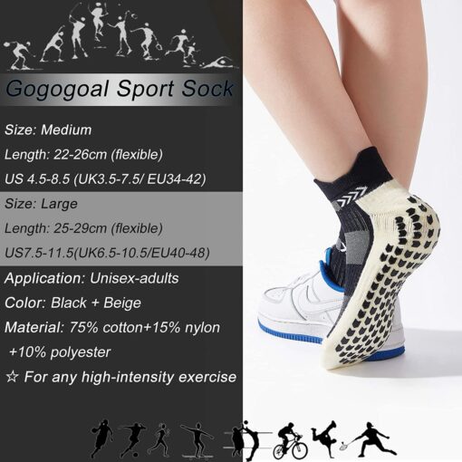 Gogogoal Chaussette de sport antidérapante pour hommes femmes, epaisse respirant athlétisme Chaussettes pour football basketba – Image 20