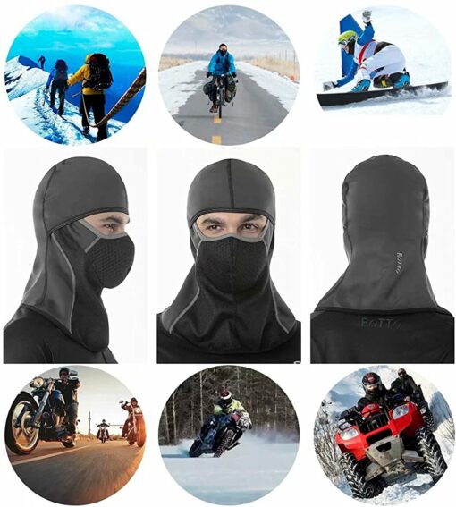 ROTTO Cagoule Moto Noir Balaclava Ski Cyclisme Masque Moto Cross VTT de Sport Imperméable Coupe Vent Au Chaud Taille Universell – Image 9