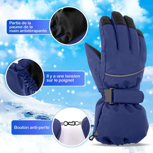 Gants Hiver Enfant Gant Ski pour Garçons Gants Chauds pour Filles avec Doublure en Polaire Mitaines Ski de Protection Imperméa – Image 19