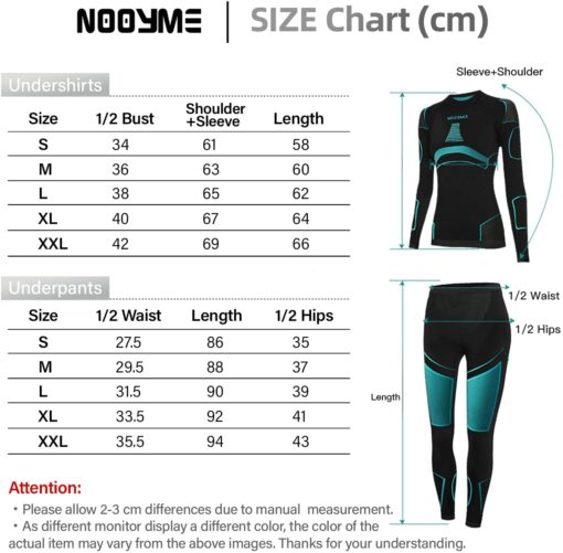 NOOYME sous Vetement Thermique Femme Fonctionnel Ensemble Ski Femme Fibre de Charbon de Bambou sous Vetement Chaud Femme Respira – Image 10