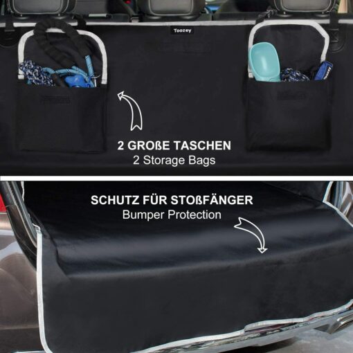 Toozey Protection Coffre Voiture Chien Universelle, 2 Grandes Poches, Imperméable & Antidérapant, 185 x 105 cm Couverture de C – Image 35