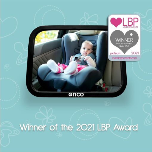 Onco Miroir Voiture Bébé – 100 % Incassable pour Siège Arrière – Conduite Sécurisée en Surveillant Votre Enfant – E – Image 2