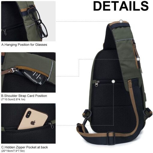 Wind Took Sac de Poitrine pour Homme Sac Bandoulière avec Chargement USB Sacoche Bandoulière Sac Porté Épaule Vélo Collège – Image 13