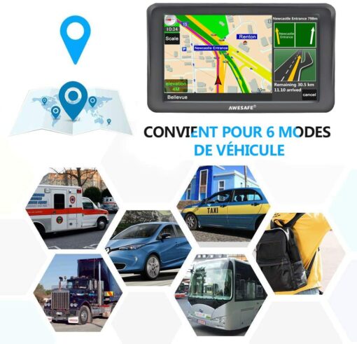 GPS Poids Lourds 7 Pouces Europe 52 Carte Système de Navigation Automatique à Ecran Tactile Utilisation dans Poids Lourds et V – Image 6