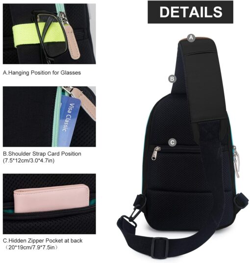 Wind Took Sac de Poitrine pour Homme Sac Bandoulière avec Chargement USB Sacoche Bandoulière Sac Porté Épaule Vélo Collège – Image 51