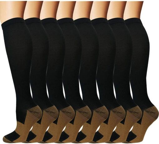 beusilay Chaussettes de Compression(3/8 Paires) pour Hommes et Femmes (15-25 mmHg)-pour Sportifs,Voyage en Avion,infirmiers,cour – Image 15