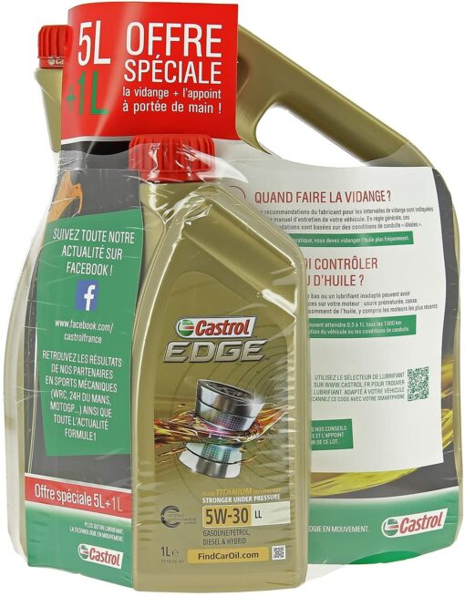 Castrol 468567 Edge 5W-30 LL, Huile Moteur, 5 + 1L – Image 3