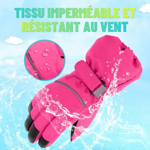 Gants Hiver Enfant Gant Ski pour Garçons Gants Chauds pour Filles avec Doublure en Polaire Mitaines Ski de Protection Imperméa – Image 2