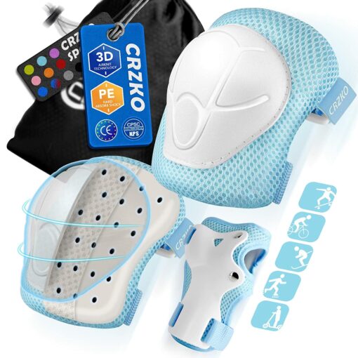 CRZKO Protection Roller Enfant, Kit de Protection 6 en 1 pour Enfant, Coudière et Genouillère, Ensemble de Protection pour Vé – Image 17