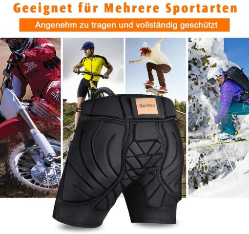 BenKen Short de Protection Hip Pad Pantalon de Protection pour Cyclisme Patinage Snowboard Skating Ski Roller Vélo VTT Homme et – Image 7