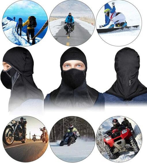 ROTTO Cagoule Moto Noir Balaclava Ski Cyclisme Masque Moto Cross VTT de Sport Imperméable Coupe Vent Au Chaud Taille Universell – Image 3