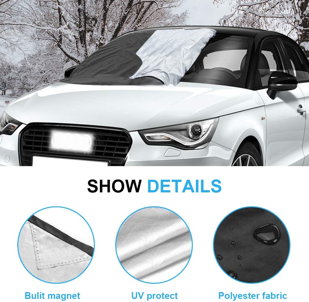 FRECOO Couverture Pare-Brise Voiture, Magnétique Bâche Pare Brise Protection Couverture Repliable, Universelle pour Voiture An – Image 5