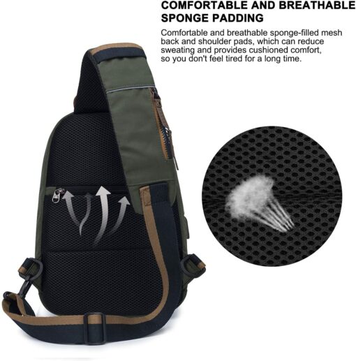 Wind Took Sac de Poitrine pour Homme Sac Bandoulière avec Chargement USB Sacoche Bandoulière Sac Porté Épaule Vélo Collège – Image 16