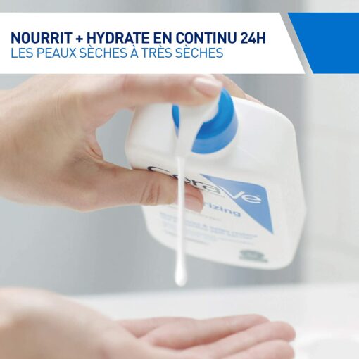 CeraVe Lait Hydratant | 236ml | Crème Hydratante Corps & Visage 24h Nourrissante à l'Acide Hyaluronique pour Peaux Sèches à – Image 5