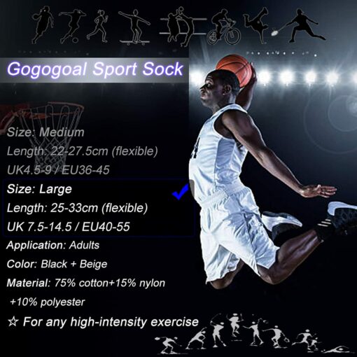 Gogogoal Chaussette de sport antidérapante pour hommes femmes, epaisse respirant athlétisme Chaussettes pour football basketba – Image 49