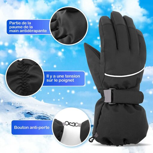 Gants Hiver Enfant Gant Ski pour Garçons Gants Chauds pour Filles avec Doublure en Polaire Mitaines Ski de Protection Imperméa – Image 24