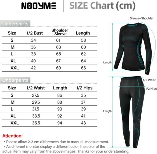 NOOYME sous Vetement Thermique Femme Fonctionnel Ensemble Ski Femme Antibactériens sous Vetement Chaud Femme Flexible Respirant – Image 10