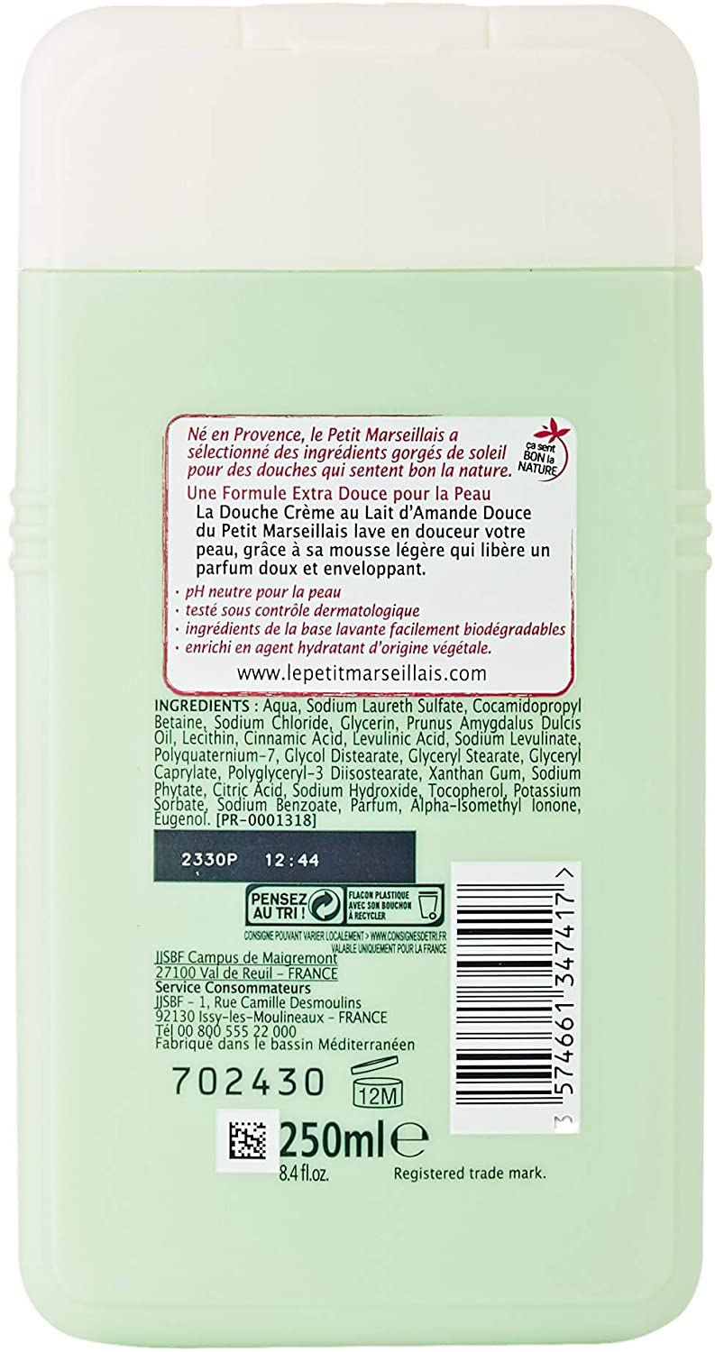 Le Petit Marseillais Gel Douche Extra Doux Pêche Blanche Nectarine (Lot de 12X250ML) – Image 19