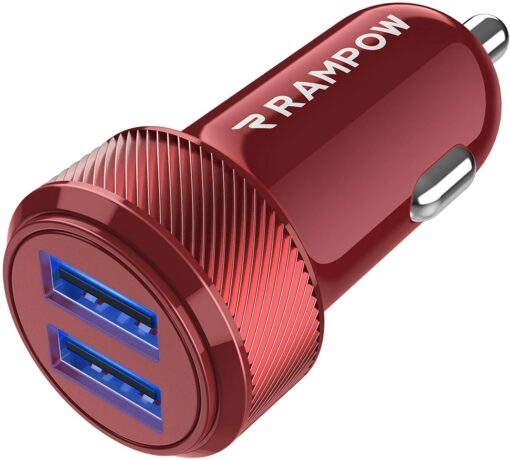 RAMPOW Chargeur Allume Cigare USB, Chargeur Voiture 24W, Allume Cigare USB 2 Ports 4.8A pour iPhone 13/12/11/X/XS/8/7/6, Samsung