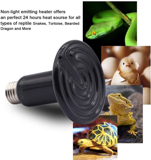 AIICIOO Céramique Lampe Chauffante Reptiles Durable Aucune Lumière Infrarouges Lampe Chauffante pour Animal Lézard/Poussin/Se – Image 11