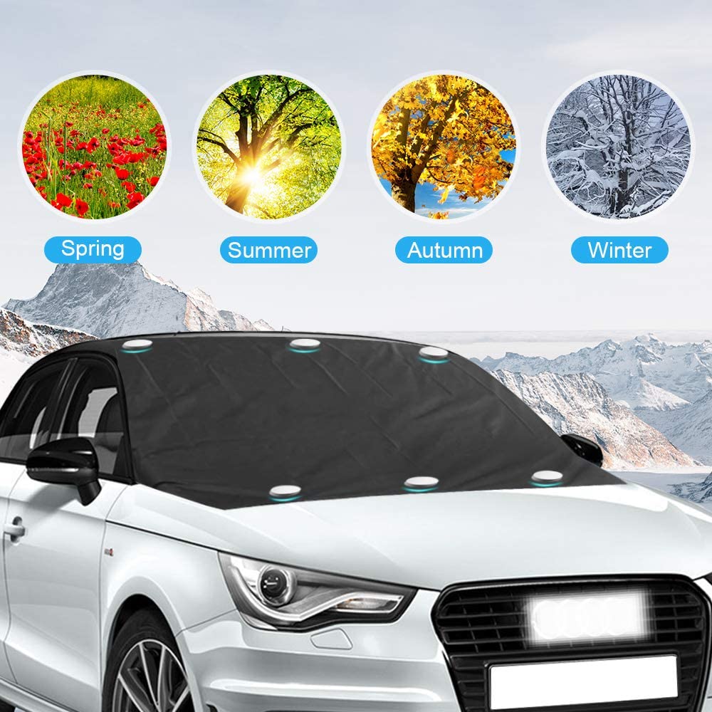 FRECOO Couverture Pare-Brise Voiture, Magnétique Bâche Pare Brise Protection Couverture Repliable, Universelle pour Voiture An – Image 3