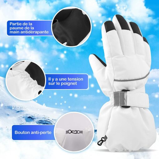 Gants Hiver Enfant Gant Ski pour Garçons Gants Chauds pour Filles avec Doublure en Polaire Mitaines Ski de Protection Imperméa – Image 14