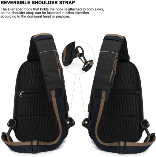 Wind Took Sac de Poitrine pour Homme Sac Bandoulière avec Chargement USB Sacoche Bandoulière Sac Porté Épaule Vélo Collège – Image 77