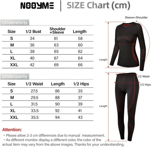 NOOYME sous Vetement Thermique Femme Fonctionnel Ensemble Ski Femme Antibactériens sous Vetement Chaud Femme Flexible Respirant – Image 6