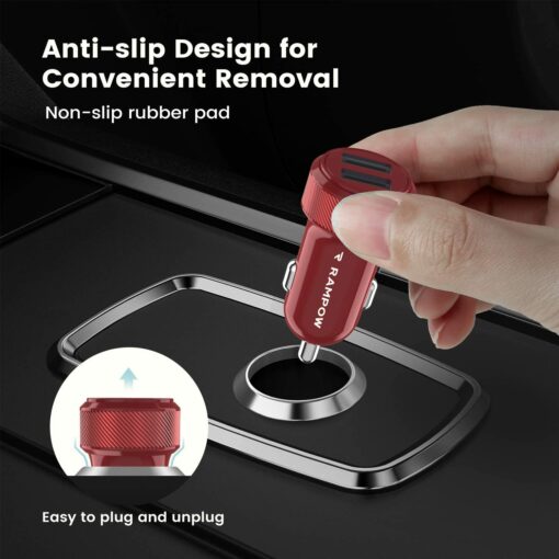 RAMPOW Chargeur Allume Cigare USB, Chargeur Voiture 24W, Allume Cigare USB 2 Ports 4.8A pour iPhone 13/12/11/X/XS/8/7/6, Samsung – Image 5