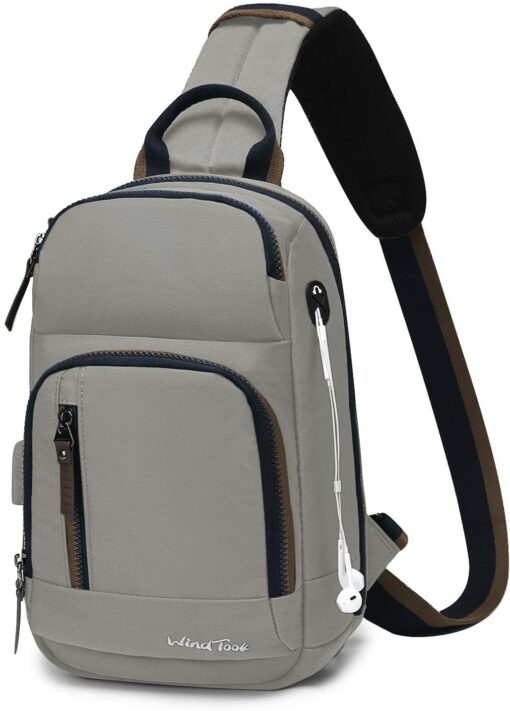 Wind Took Sac de Poitrine pour Homme Sac Bandoulière avec Chargement USB Sacoche Bandoulière Sac Porté Épaule Vélo Collège – Image 33