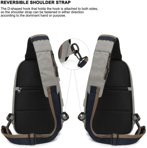 Wind Took Sac de Poitrine pour Homme Sac Bandoulière avec Chargement USB Sacoche Bandoulière Sac Porté Épaule Vélo Collège – Image 38